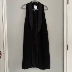 Leith Tuxedo Style Duster Vest Black Size Small